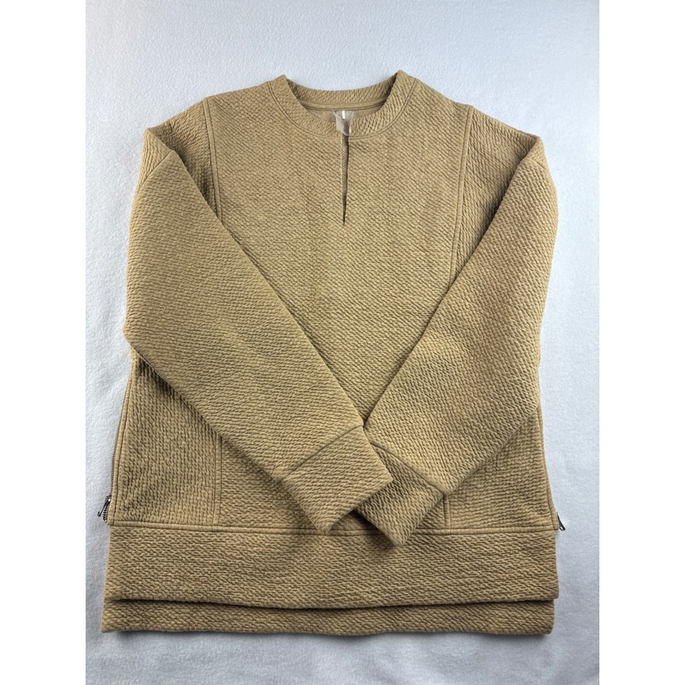 CALLA Women's Textured Pullover‎ Sweater 1/4 Zip Casual Comfort XS Tan
